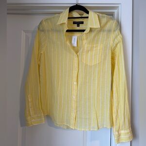 NWT Banana Republic Linen Light Yellow Striped Shirt